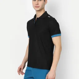 Dida Black Polyster Regular Fit Solid Polo T-Shirt image 3