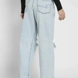 American Eagle Blue Cotton Regular Fit Distressed Jeans image 2