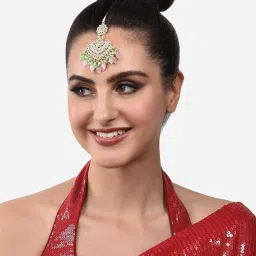 Zaveri Pearls Set of 3 Multicolor Beads Traditional Kundan Maangtikka-ZPFK14536 image 3