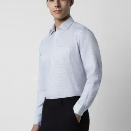 Van Heusen Blue Cotton Regular Fit Checks Shirt image 3