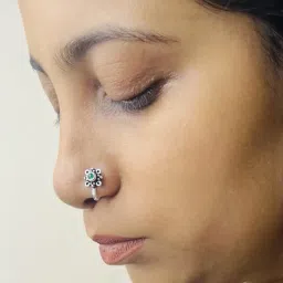 Arte Jewels 925 Oxidized Silver Clip On Nose Pin for Women image 3