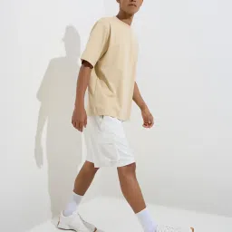 studiofit men Studiofit by Westside Beige Relaxed-Fit Cotton-Blend T-Shirt image 3