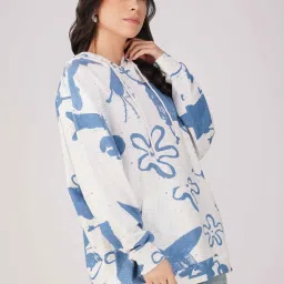 The Clothing Factory White Cotton Over Sized Printed Hoodie image 3