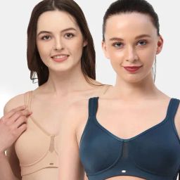 Soie Beige & Blue Full Coverage Non-Wired Minimizer Bra - Pack of 2-picture-49