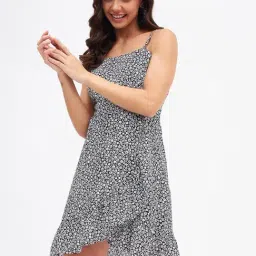 Kibo Black Crepe Print Mini Dress-picture-20