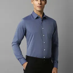 Louis Philippe Powder Blue Cotton Slim Fit Texture Shirt image 3