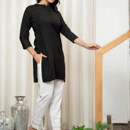 Juniper Black Plain Kurta image 3