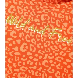 Gini & Jony Kids Orange Printed Full Sleeves Top image 3