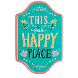 Chumbak Teal Metal Happy Place Wall Art-image-60