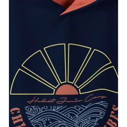 HELLCAT Kids Navy Printed Full Sleeves Hoodie image 3