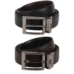 Peter England Black Solid Reversible Belt for Men-picture-14