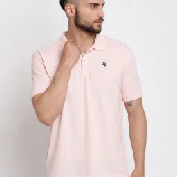Cantabil Light Pink Regular Fit Polo T-Shirt-image-81