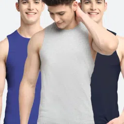 Friskers Multi Cotton Slim Fit Vest - Pack of 3-picture-30