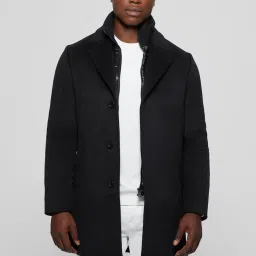 Guess Black Regular Fit Solid Coat image 3