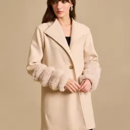 Kazo Beige Solid Overcoat image 3