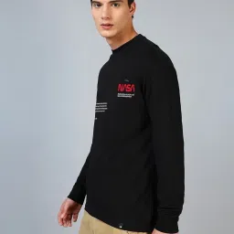 Bewakoof Jet Black Cotton Relaxed Fit Printed T-Shirt image 3