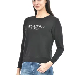 NUMERO UNO Black & White Cotton Graphic Print Sweatshirt image 3