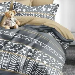 Myntra Elegant Homes Grey & White Printed 350 TC King Bedsheet Set 2.50 m x 2.15 m image 5