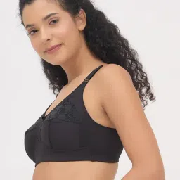 Clovia Black Polyamide Solid Minimizer Bra image 4