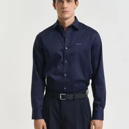 Gant Navy Blue Pure Cotton Regular Solid Shirt image 3