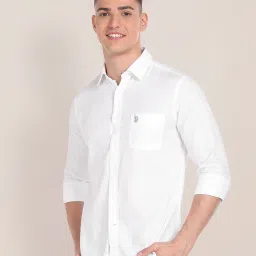 U.S. Polo Assn. White Regular Fit Check Cotton Shirt image 3