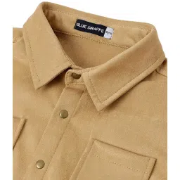 Blue Giraffe Kids Beige Solid Full Sleeves Shirt image 3