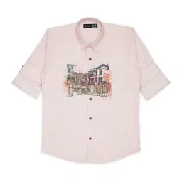 Cavio Kids Pink Printed Full Sleeves Shirt image 3