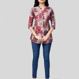 Saree Swarg Multi Color Chanderi Abstract A Line Short Kurti image 5