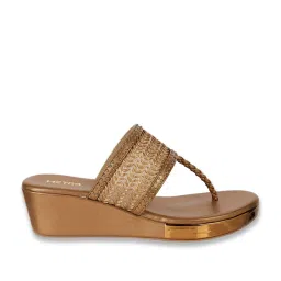 Metro Women's Antique Gold T-Strap Wedges image 3