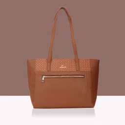 Lavie Bot Ziptula Tan Synthetic Solid Tote Handbag image 3