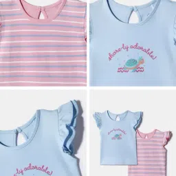 Nauti Nati Girls Blue And Pink Cotton Printed Top-image-22
