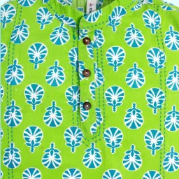 Kiddopanti Kids Green Printed Cotton Kurta image 3