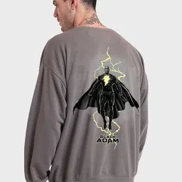 Bewakoof Grey & Black Loose Fit Graphic Print Oversized Sweatshirt image 3