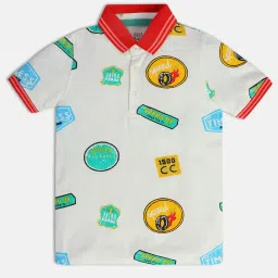 MINIKLUB Kids White Printed Polo T-Shirt image 3