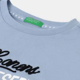 United Colors of Benetton Kids Blue Cotton Printed T-Shirt image 3