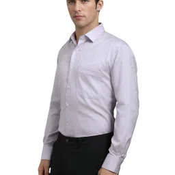 Louis Philippe Grey Regular fit Geometric Shirts image 3