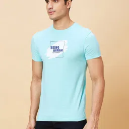 Being Human Light Blue Regular Fit Printed T-Shirt image 3