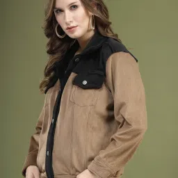 Melon by PlusS Brown & Black Color-Block Jacket image 3