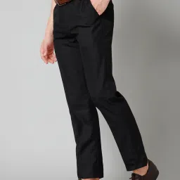 Cantabil Black Regular Fit Flat Front Trousers image 3