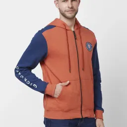 Giordano Orange Regular Fit Colour Block Hooded Sweatshirt image 3