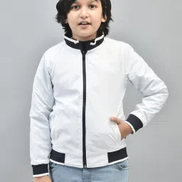 Crimsoune Club Kids Navy & White Solid Full Sleeves Reversible Jacket image 3