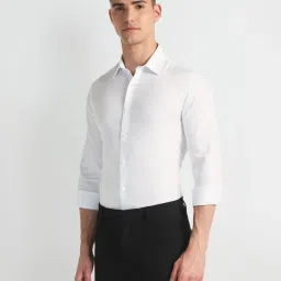 arrow new york Arrow Newyork White Cotton Slim Fit Striped Shirt image 3