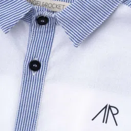 Angel & Rocket Kids White & Blue Cotton Logo Full Sleeves Shirt image 3