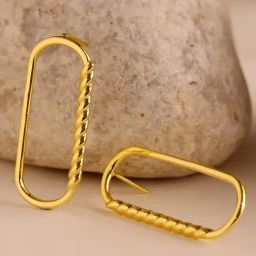 Voylla Gold Trendy Twisted Fluted Stud Earrings-picture-2