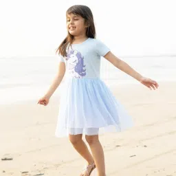 Nap Chief Girls Blue Cotton Blend Graphic Dress image 3