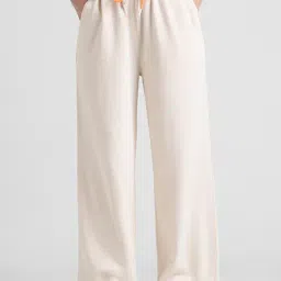 Only Beige Cotton Regular Fit High Rise Sweatpants-image-80