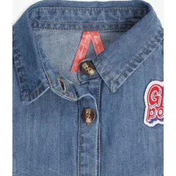 Blue Giraffe Kids Blue Solid Full Sleeves Dress image 3