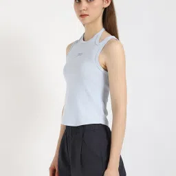 TOMMY HILFIGER Blue Cotton Solid Sleeveless Top image 3