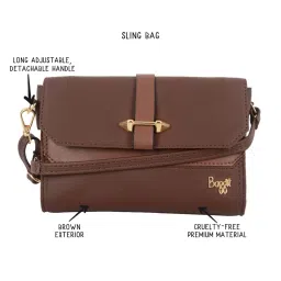 Baggit Brown Textured Small Cross Body Bag image 3