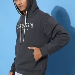 Difference of Opinion Grey Loose Fit Printed Hooded Sweatshirt image 3